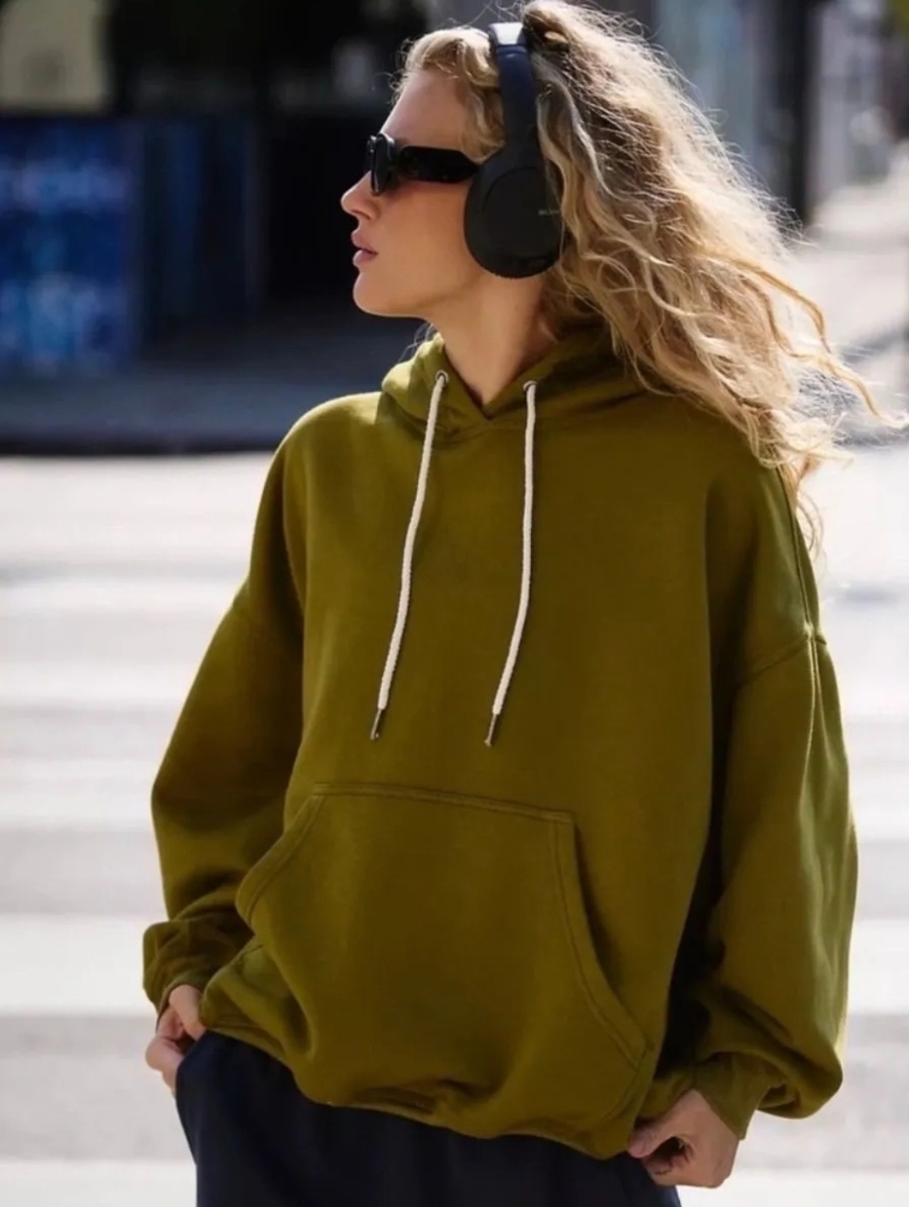 Free People Final Call  Hoodie In Martini Olive Sz Large Oversized Soldout NWT